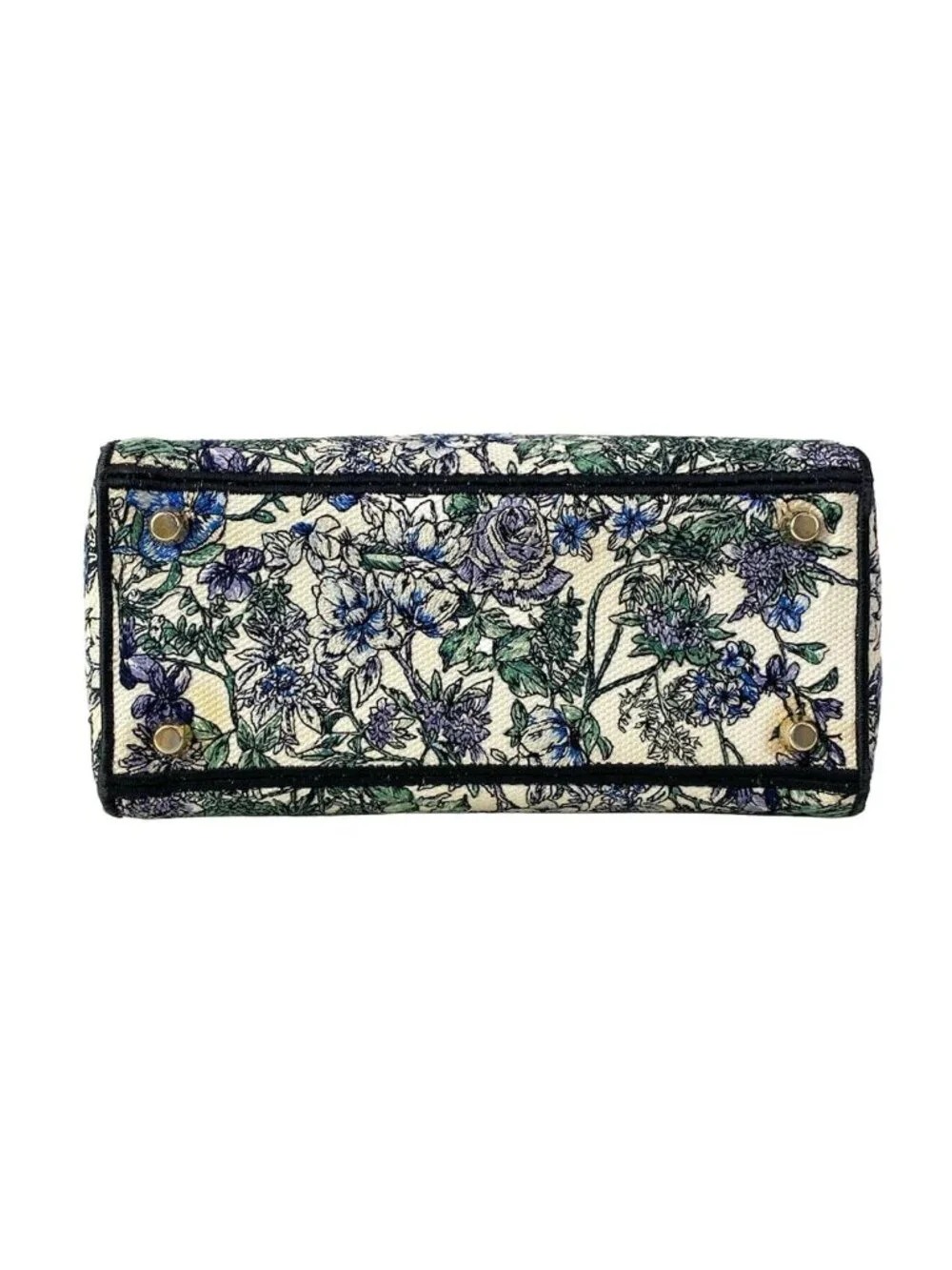 Dior Handbag Lady Delight Medium Bag Ivory Blue Multi Floral Pattern